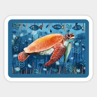 Turtle swimming in the ocean Sticker